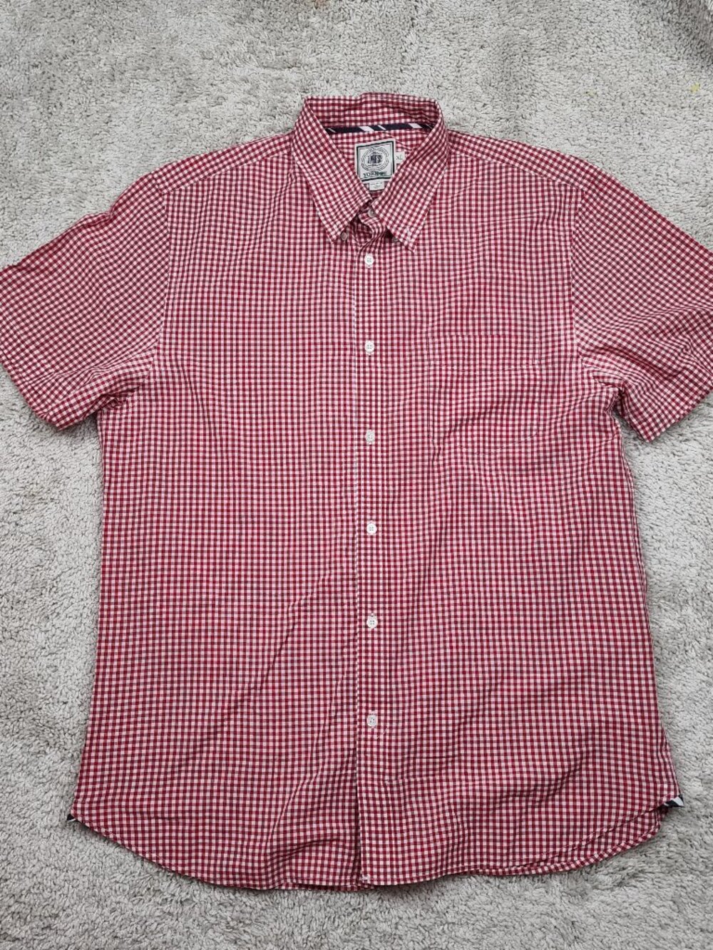 J Press  Blue Oxford Plaid Checkered Button Shirt Mens size XL Red White USA NYC